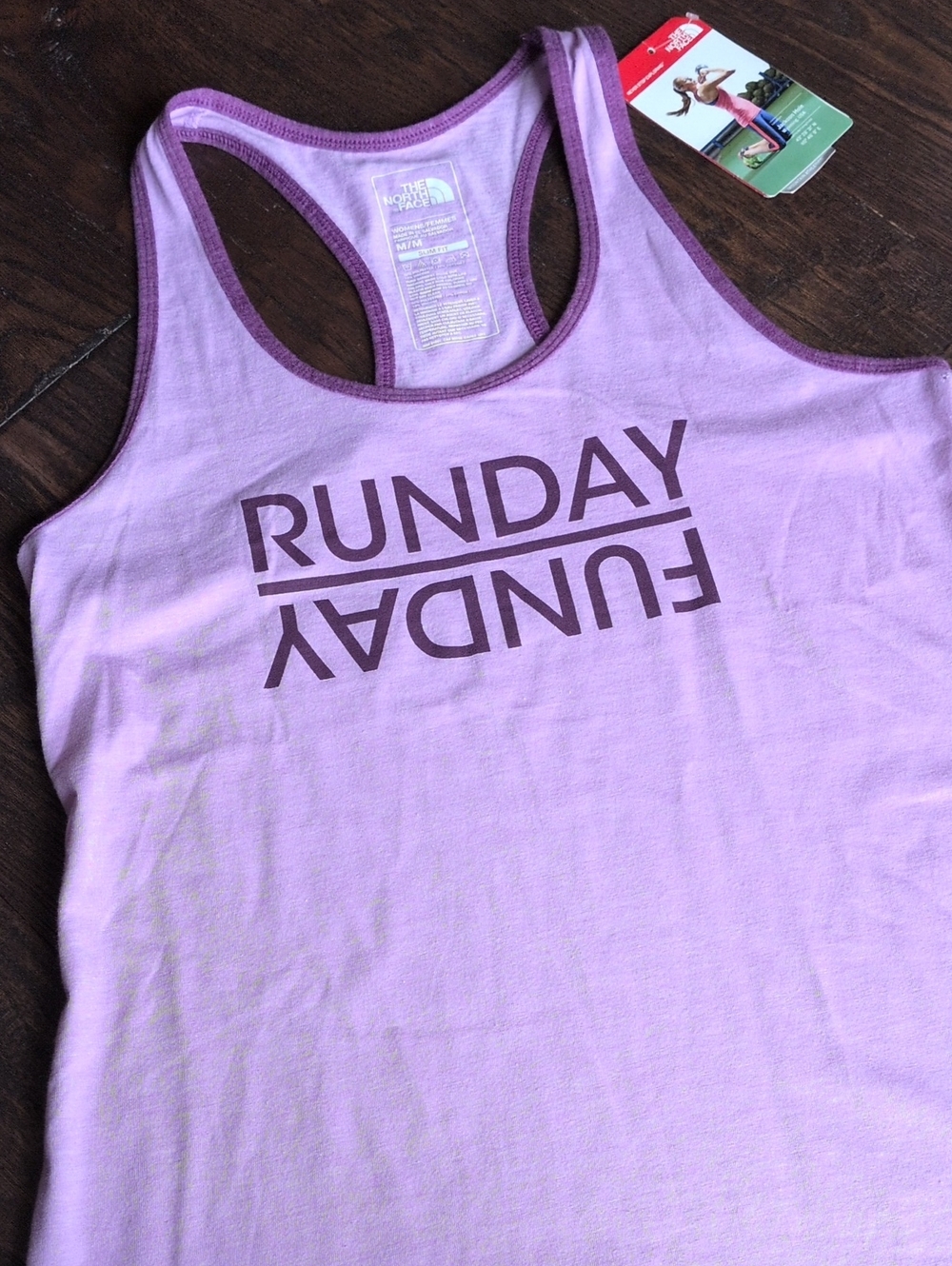 THE NORTH FACE I Purple Racerback Play Hard 'Runday Funday' Graphic Tank Top, M